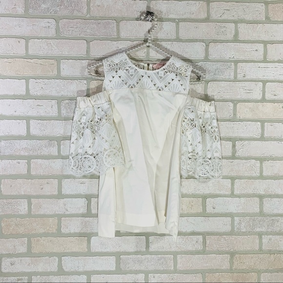 Ted Baker White Taluah Cold Shoulder Lace Top - Picture 4 of 13